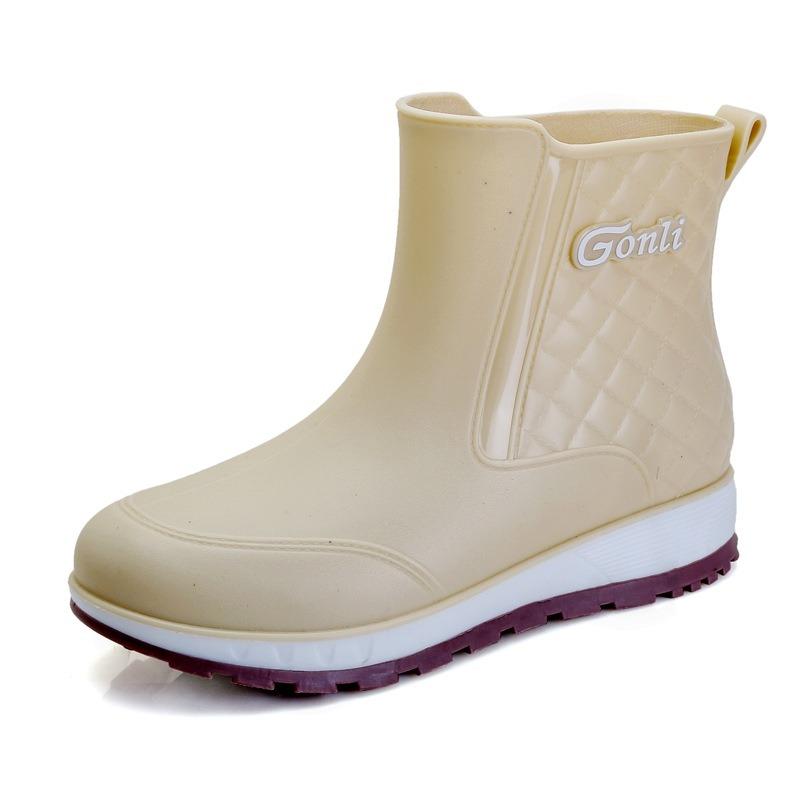 Through Season Short Rain Shoes Women's Kitchen Non-slip Catering Work Wear-resistant Rubber Shoes Women's Waterproof Fashion Outside Rain Boots