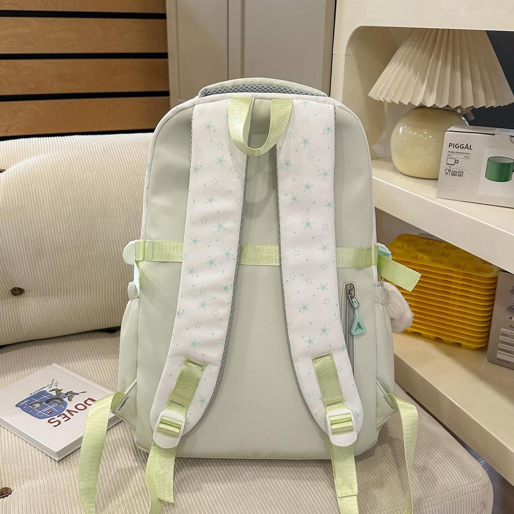 Schoolbag College Style School Bag Mori Dopamine Pain Layer Junior High School Student Large Capacity Backpack Cute Star Make-up Shoulder Bag