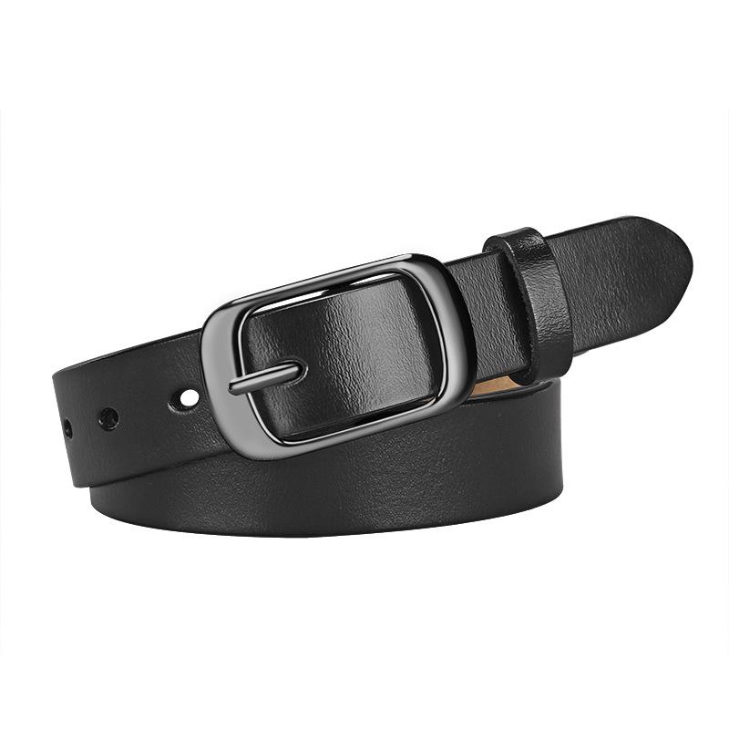 Women's Genuine Cowhide Leather Belt with Rustproof Alloy Buckle - Casual and Versatile for Jeans.