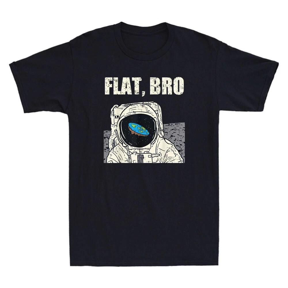 Flat Bro Astronaut Space Funny Earth Conspiracy Theory Gift Vintage Mens T-Shirt M