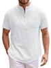 Verão Novo Camiseta Masculina Leve Algodão Linho Manga Curta Gola Henley - Respirável Casual Estilo Básico Cor Sólida Tops