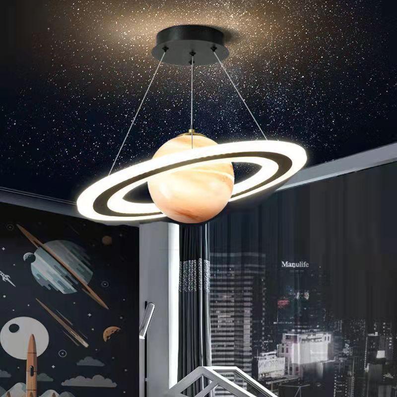 Nordic Planet Lamp Children Room Chandelier Wandering Earth Jupiter Bedroom  Astronaut  Starry Sky