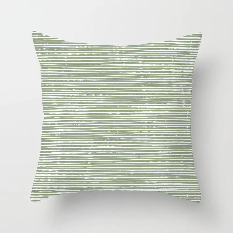 Delicate Fresh Green Pillowcase Art Pattern Cushion Cover Geometric Breathable Decoration