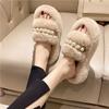 Pearl Mao Mao Slippers Women Wear 2025 Autumn and Winter New Thick Bottom Internet Celebrity Mao Mao Mop Home Indoor Hair Mop Women