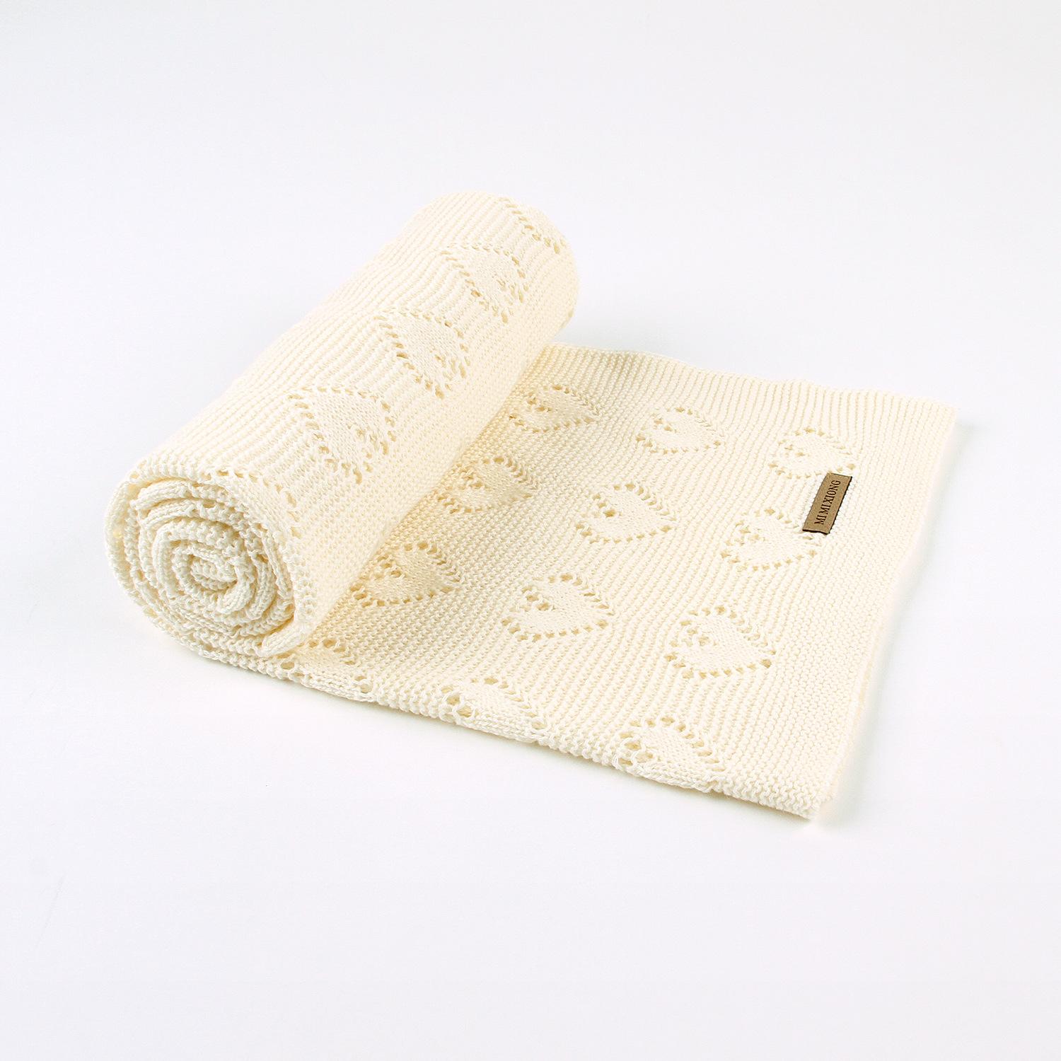 Multi-use New Cotton Solid Baby New Born Organic Knitted Blanket Hollow Out Blanket Baby (cream,80*100cm) кремовый