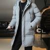 Men Winter Cotton Coat Thicken Padded Hooded Windproof Lightweight Cold Resistant Zipper Closure Long Sleeve Pockets Drawstring Mid Length Outdoor