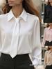 2026 Autumn Women's Solid Color Casual Long Sleeve French Lapel Shirt