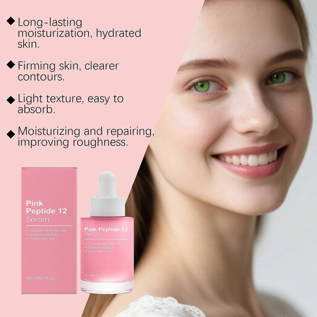 Pink Peptide 12 PDRN Serum - 12 Peptides + Niacinamide for Hydrating, Firming & Glowing Skin - 30ml
