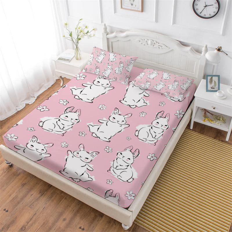 Cute Cartoon Rabbit Pattern Mattress Three-Piece Digital Printing Bedding Set Mattress Three-Piece Set