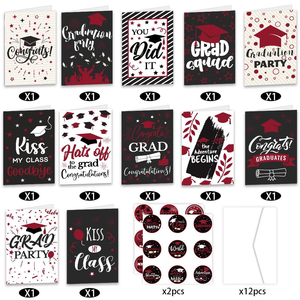 Graduation Themed Season Campus Party Paper Greeting Card Sticker Envelope Set