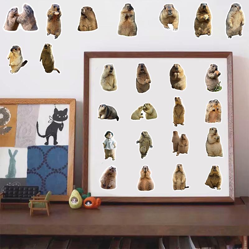 50PCS Groundhog Sticker Harajuku Guitar Phone Cafe Art Aesthetic Landscape Watercolor Laptop Luggage Wall Art Suitcase Decals