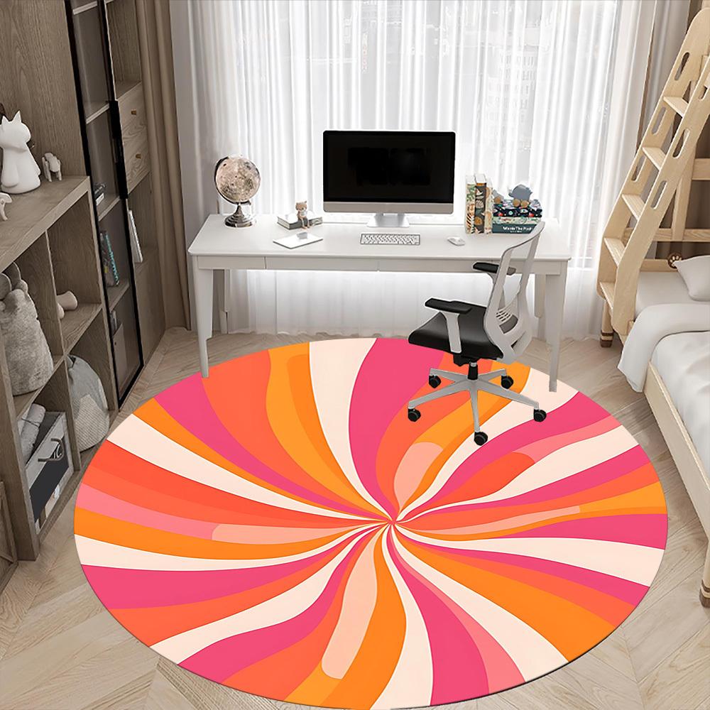 1PC Candy Swirl Office Round Area Rug, Mat Suitable For Office, Under Office Chairs Bedroom Living Room Home Decor, Room Deco