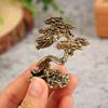 1Pc Brass Mini Welcome Pine Figurine Tree Miniature Landscape Small Bonsai Tree Statues Decorations Accessories