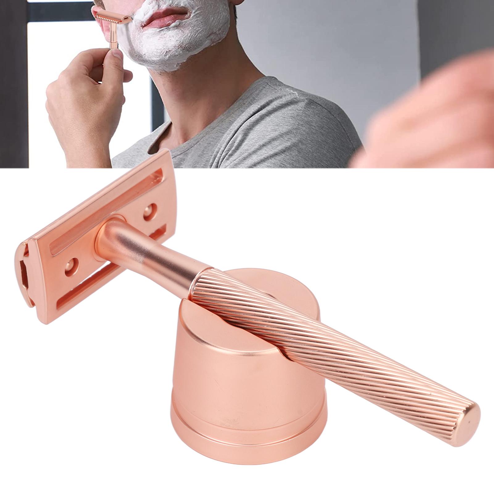 

Zinc Alloy Men Portable Brass Handle Double Shaving with Base for Face Grooming