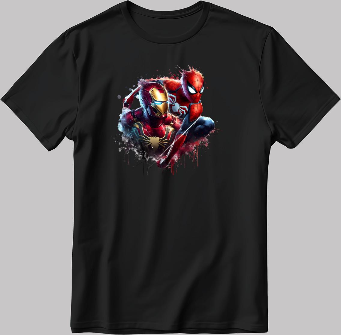 Iron Man SpiderMan Marvel Avengers S.Sleeve White-Black Men s / Women s N503 L