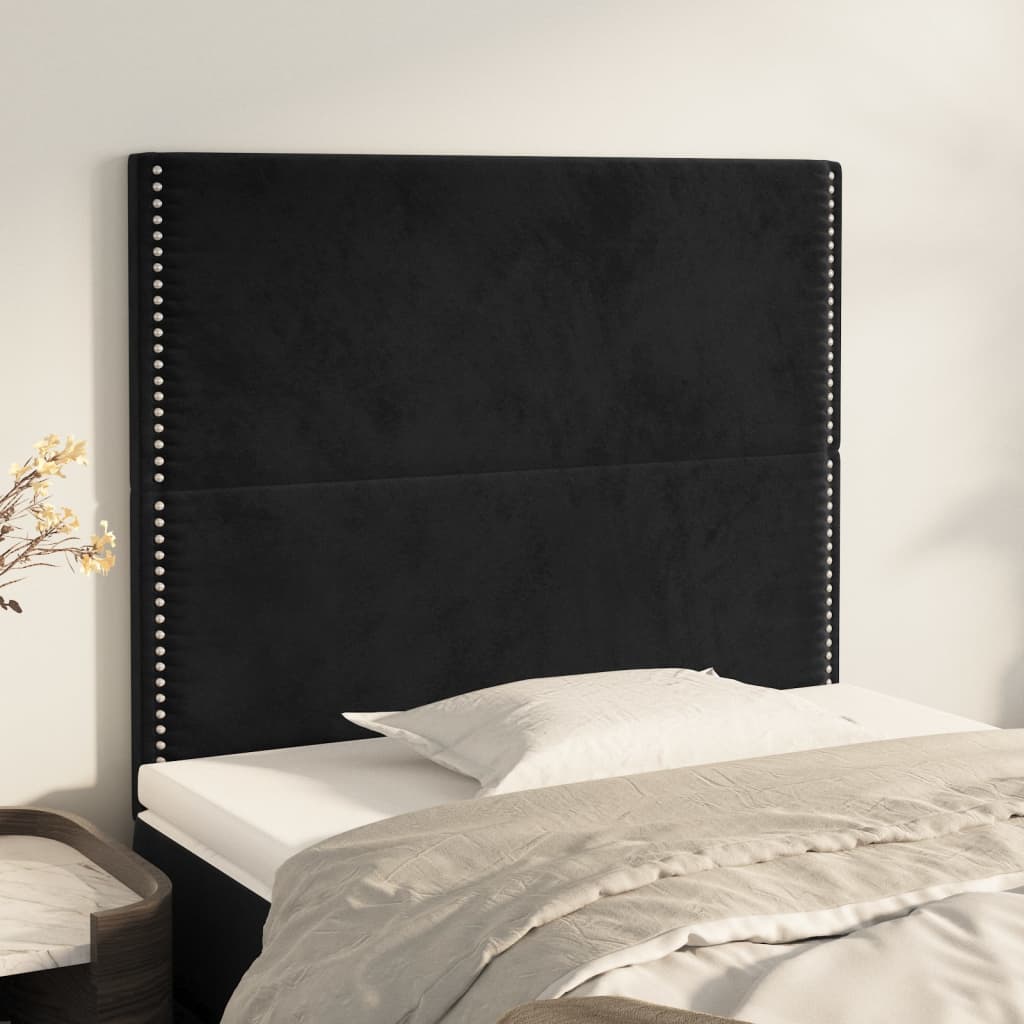 Vidaxl Zagłówki Do Łóżka, 2 Szt., Czarny, 100X5X78/88 Cm, Aksamitny