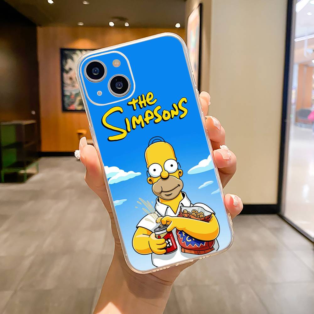Simpsons-Funny Cartoon Phone Case For iPhone17,16,15,14,13,12,11 ,Pro Max, Plus Soft Silicone Transparent Cover