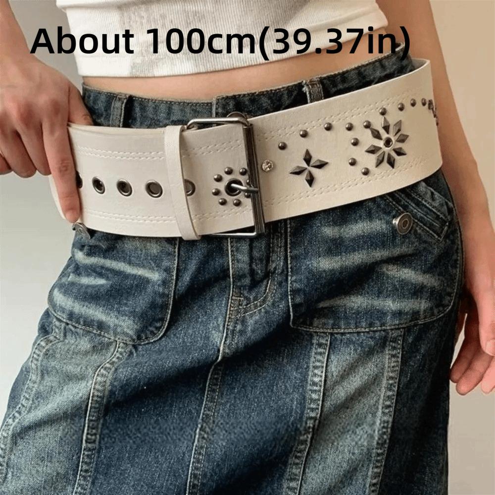Skirt Styling Punk Dress Belt PU Rivet Belt Fashion Vintage Women's Belt  Jeans Accessories
