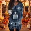 Women's Halloween Print V-Neck Casual Top with Pockets Three-Quarter Sleeves, Mid Length