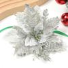 5/10Pcs Glitter Christmas Artificial Flowers Christmas Tree Hanging Pendant Ornaments for Xmas New Year Navidad Party Home Decor