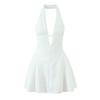French Style Retro Polka Dot Deep V Halter Dress Women Sexy Backless A-line Slim Sweet Elegant Mini Dresses Summer Robe