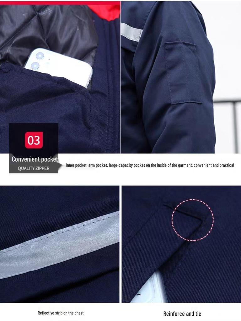 Winter Plus Velvet Thickened Work Jacket - Warm, Reflective, and Dirt-Resistant Cotton Jacket for Men and Women