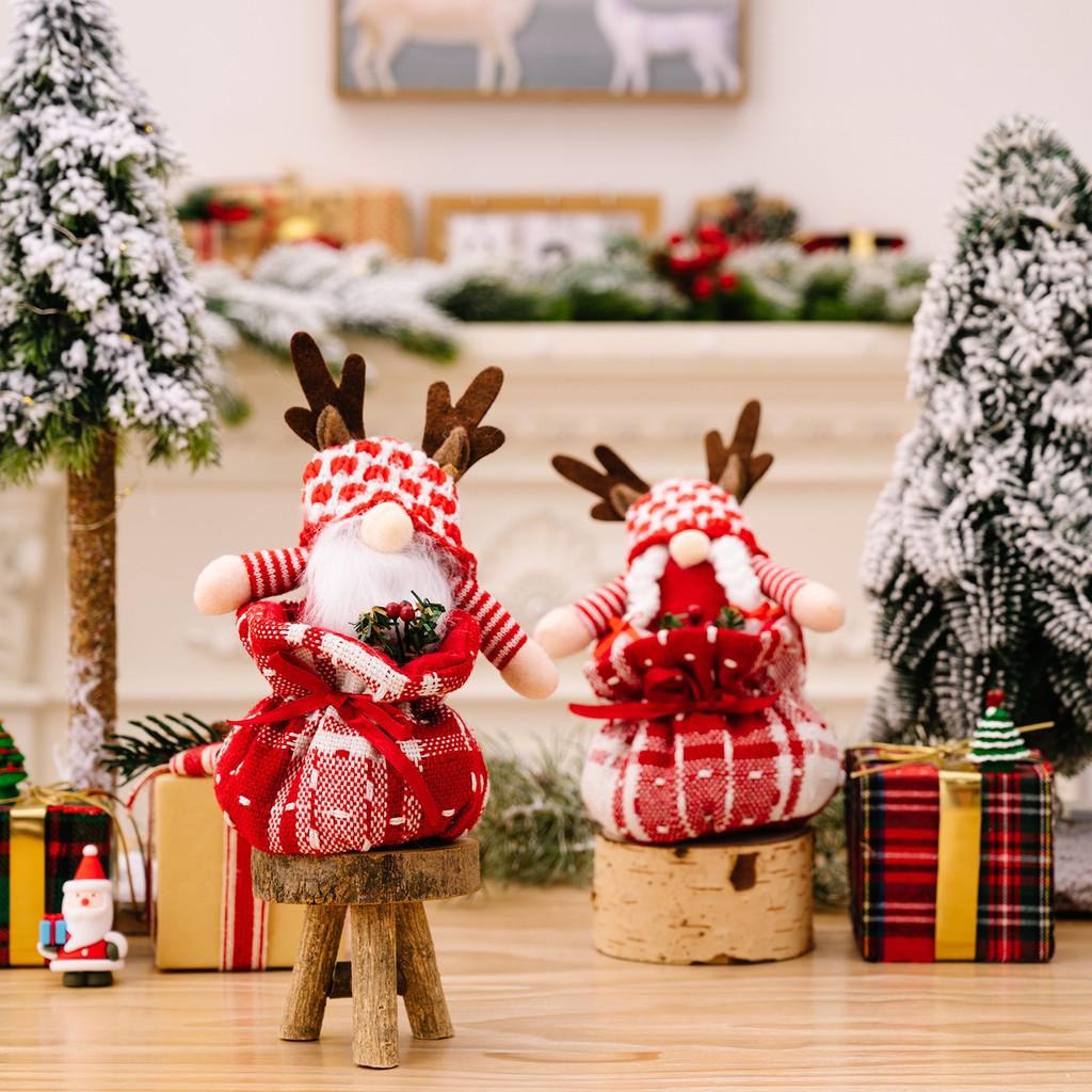 Christmas Kids Delightful Decoration With Reindeer Antlers Gift Bag And Playful Plushie Rudolph