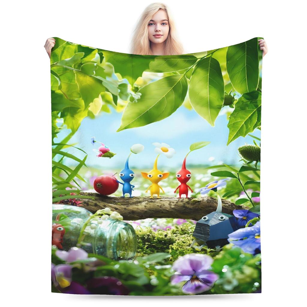 Pikmin Game Blanket Quality Super Warm  Throw Blanket Winter Kids Adult Living Room Fluffy Bedspread