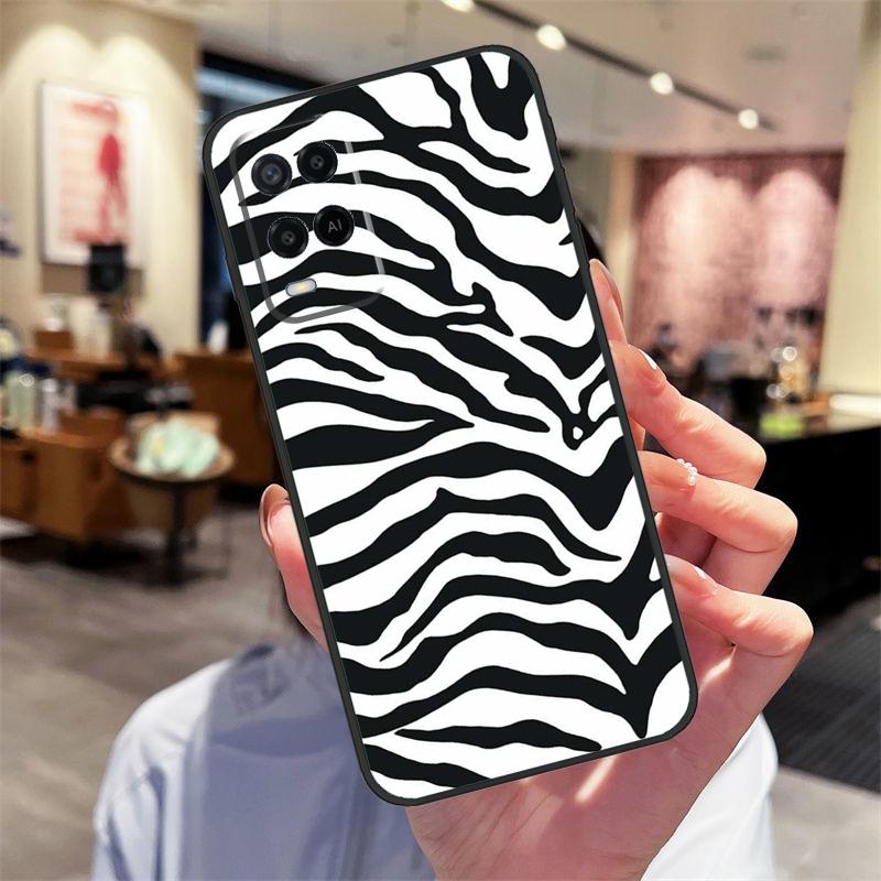 Zebra Skin Print Case For Oppo A94 A74 A54 A18 A38 A58 A78 A98 A40 A60 A80 A16 A76 A96 A15 A17 A77 A57S Cover