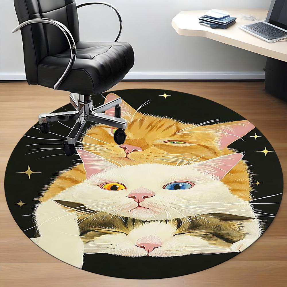 1pc Cats Whiskers Office Round Area Rug, Indoor Mat Suitable ForOffice, Under Office Chairs Bedroom Living Room Home Decor, Room Deco T081