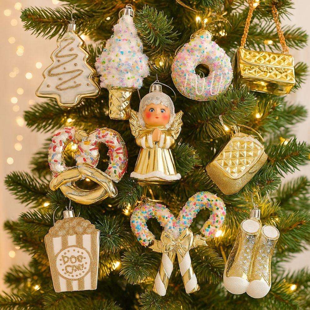 Shiny Gold Santa Claus Hanging Ornaments Snowman Merry Christmas Decor Xmas Tree Pendant Kid Gift