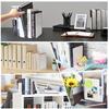 WEWINK PLUS White Desktop Set of Bookstand for Office and More 8-Book Holder, L-Shaped Bookends, Metal, Non-Slip, Non-Topple Storage, 4,