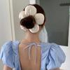 Trendy Oversized Blue Flower Scrunchie Headdress Women Girls Design Rubber Elastic Hair Band Vacation Hair Accessories