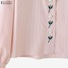 ZANZEA Women Turn Down Collar Long Sleeve Casual Floral Blouse