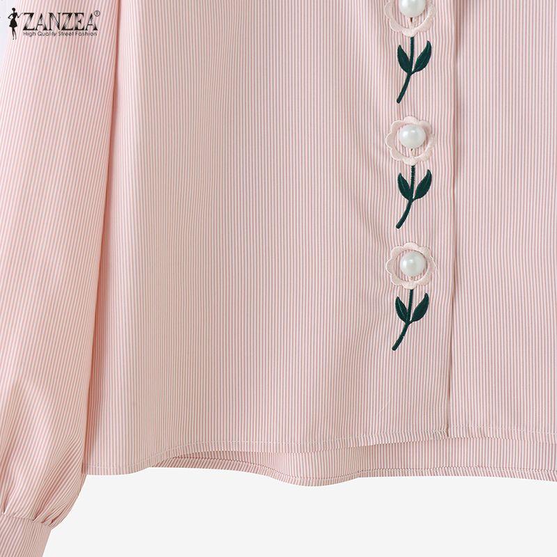 ZANZEA Women Turn Down Collar Long Sleeve Casual Floral Blouse