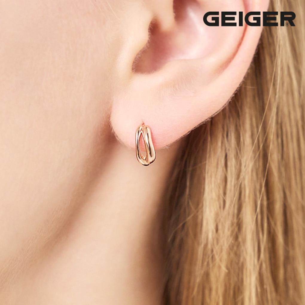 14K Two-Wave One-Touch Earrings GI14EE359