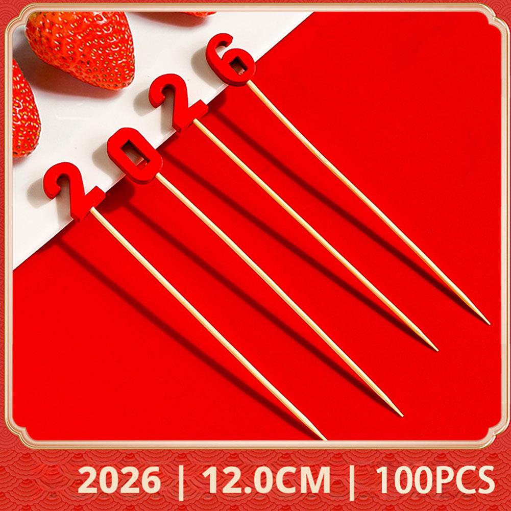 100Pcs Christmas Fruit Skewer Toothpick Xmas Tree Snowflake Santa Disposable Cake Food Cocktail Picks Sticks New Year Decor