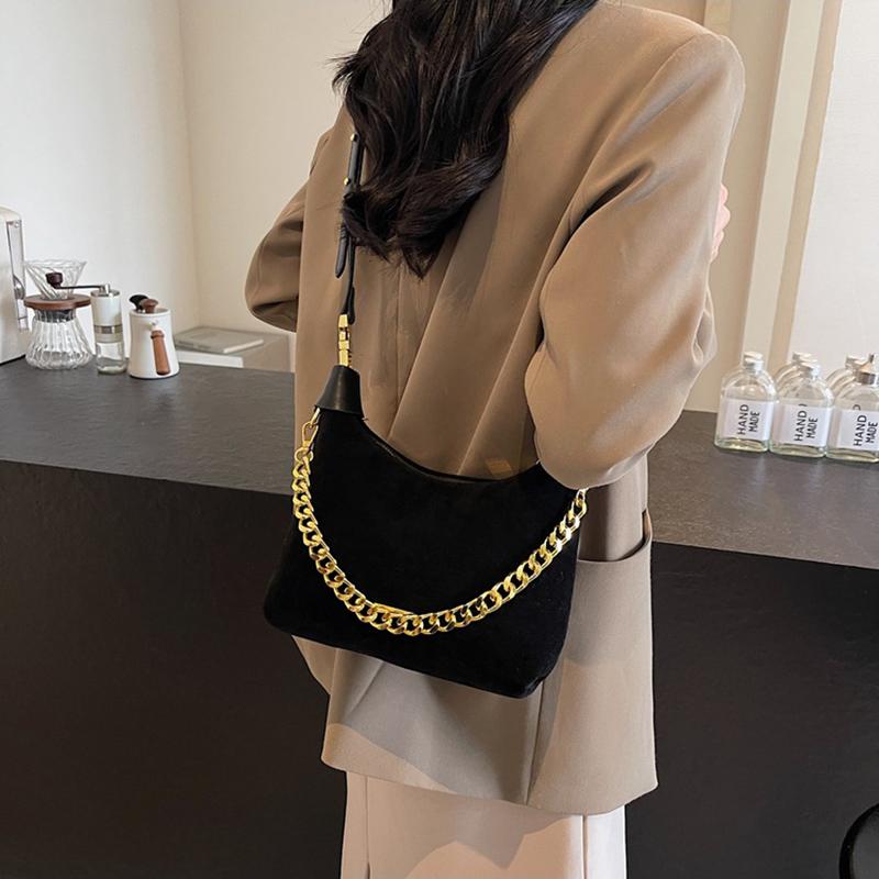 French Style Versatile Suede Handbag Women's Casual Crossbody Bag Retro Texture Single Shoulder Bag Neutral Minimalist Style