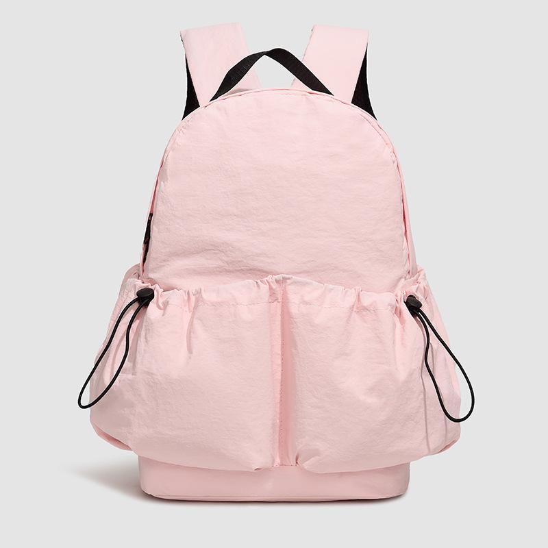 Schoolbag Casual Solid Color Summer Backpack Girls Small Fresh Lazy Wind School Bag Large Capacity Travel Lightweight Nylon Backpack