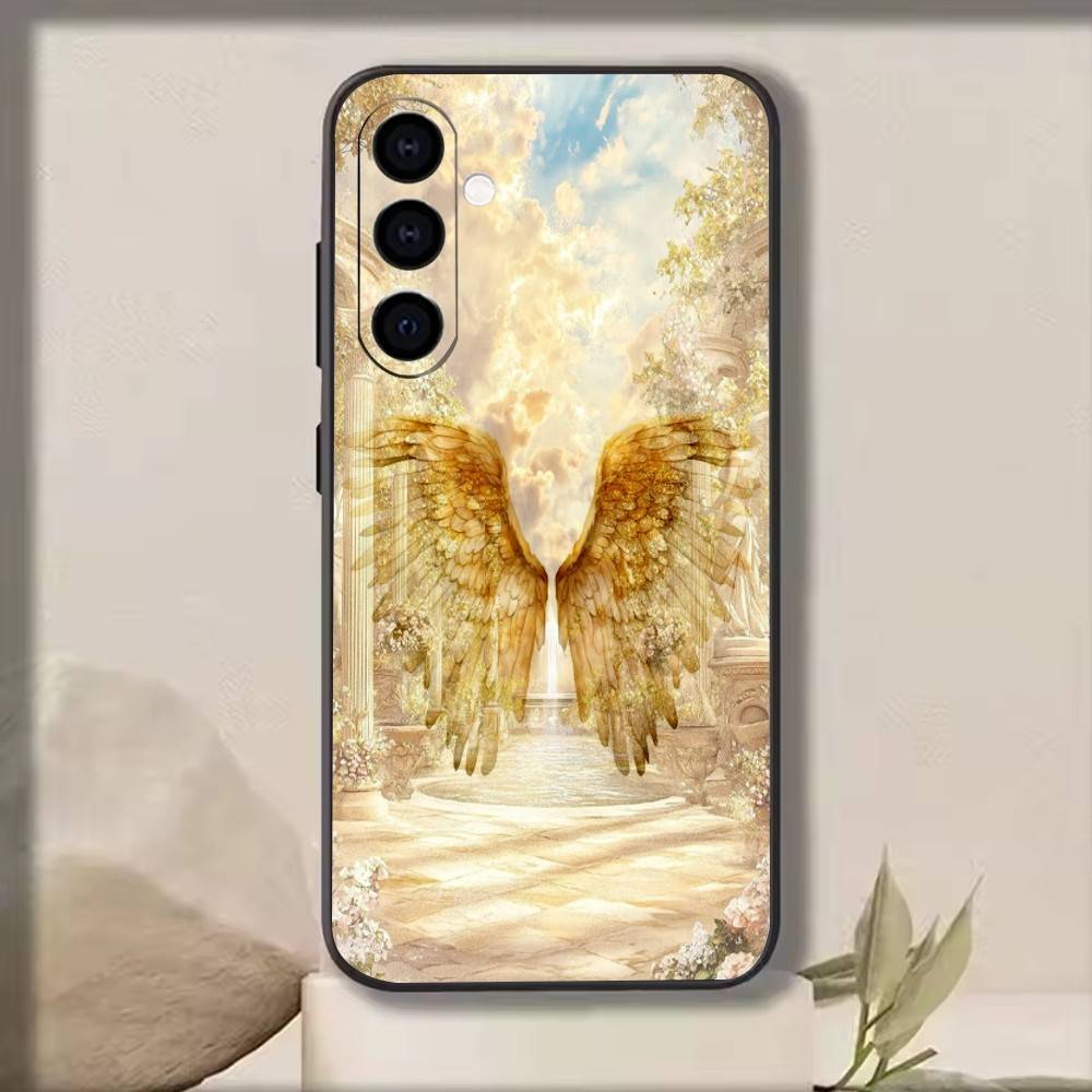 Angel Wing Phone Case For Samsung Galaxy A73,A72,A71,A70,A53,A52,A51,Soft Silicone Black Cover