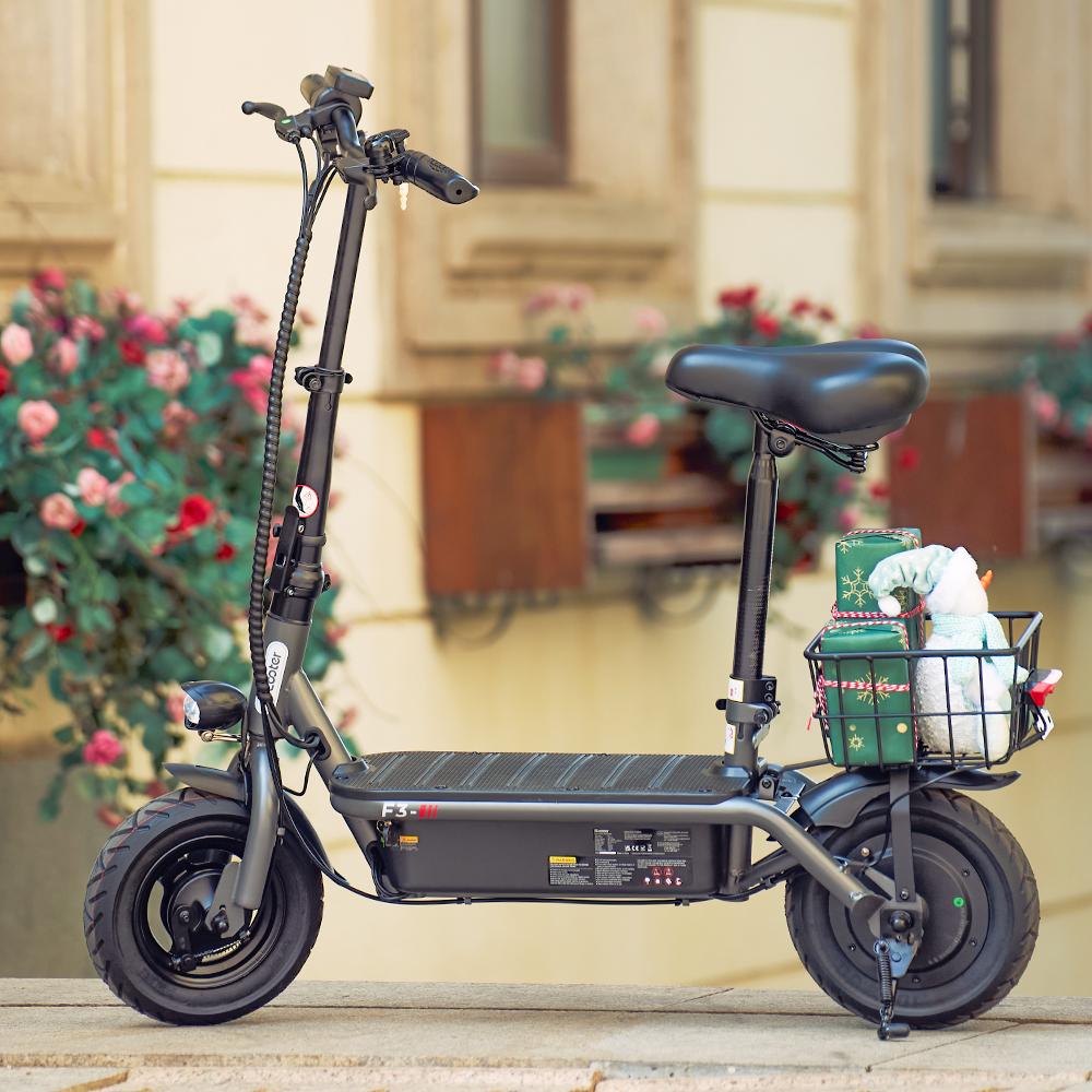iScooter F2 Electric Scooter with Seat, 500W Motor, 30km Range, 10" Tires, Foldable Design for Commuting