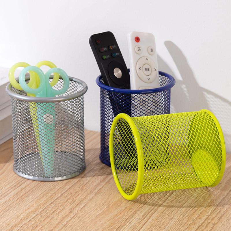 Multifunction Round/Square Mesh Pen Pot Multicolor Pen Holder Desk Tidy Stationery Organiser Pencil Storage Stationery Organiser
