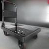 Stable Folding handcart, small cargo cart, warehouse trailer, portable four-wheel silent shopping cart, handling flatbed truck