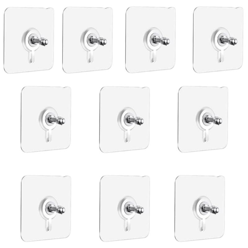 10pcs Traceless Wall Hook  Self Adhesive Pictures Frame Hangers Self Adhesive Hook  Set for Home & Office Decors  Silver
