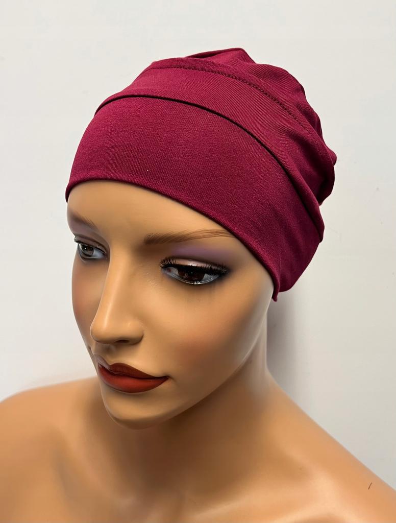 Bordowa Czapka Celestyna Turban Z Bambusa Bez Wzoru Także Po Chemioterapii