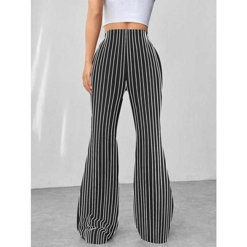 DAFIFY Women's Fashion Casual Solid Color Print High Waist Trousers Pants & Capris