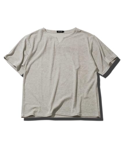 [JIGGYS SHOP] Jiggy's Shop Pile Key Neck Short Sleeve T-Shirt | XL Greige Cooling Touch UV Protection Short Sleeve Cut and Sew Pile Fabric Print T-Shi
