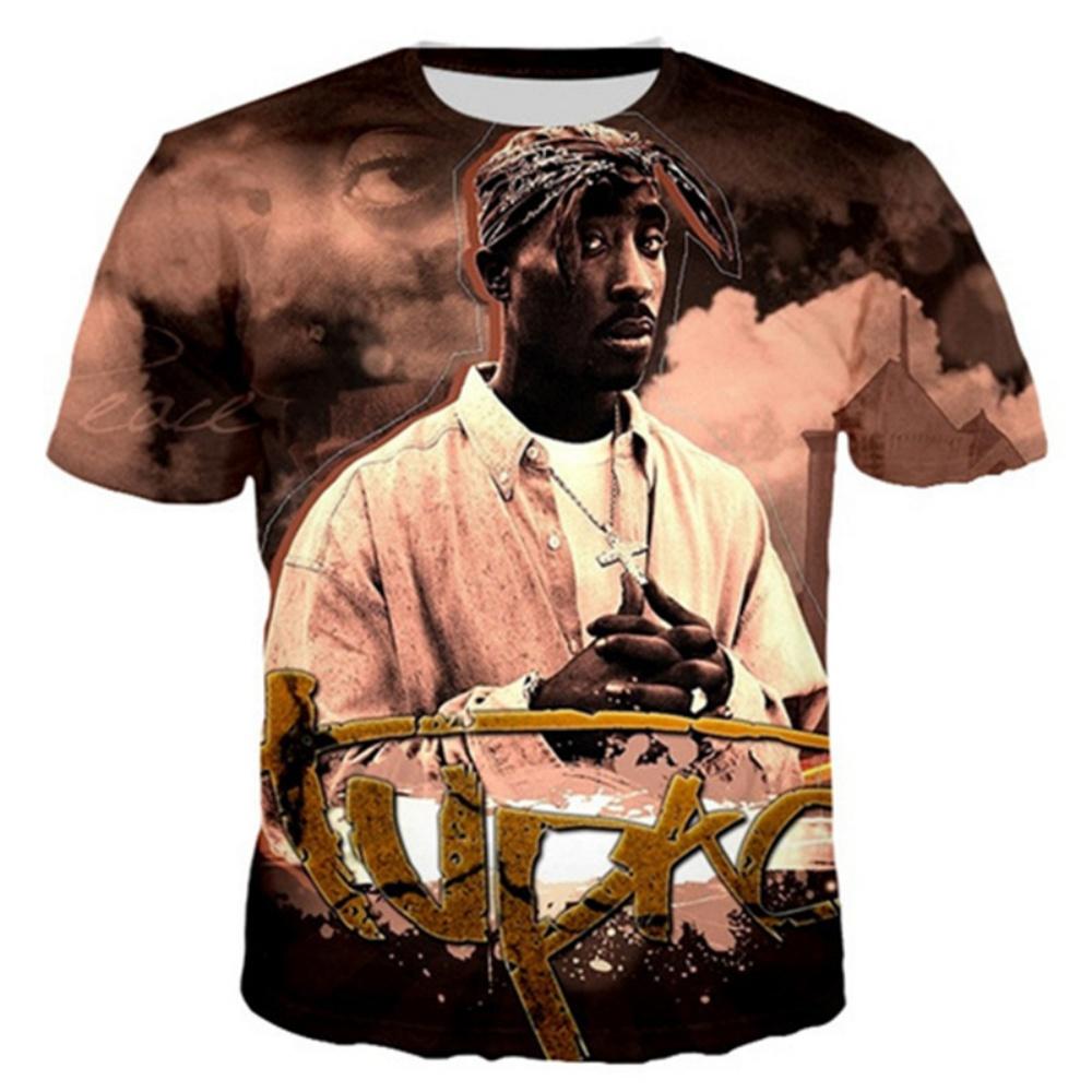 Men's 2Pac Graphic Hip Hop Short Sleeve T-Shirt Harajuku Summer Tops