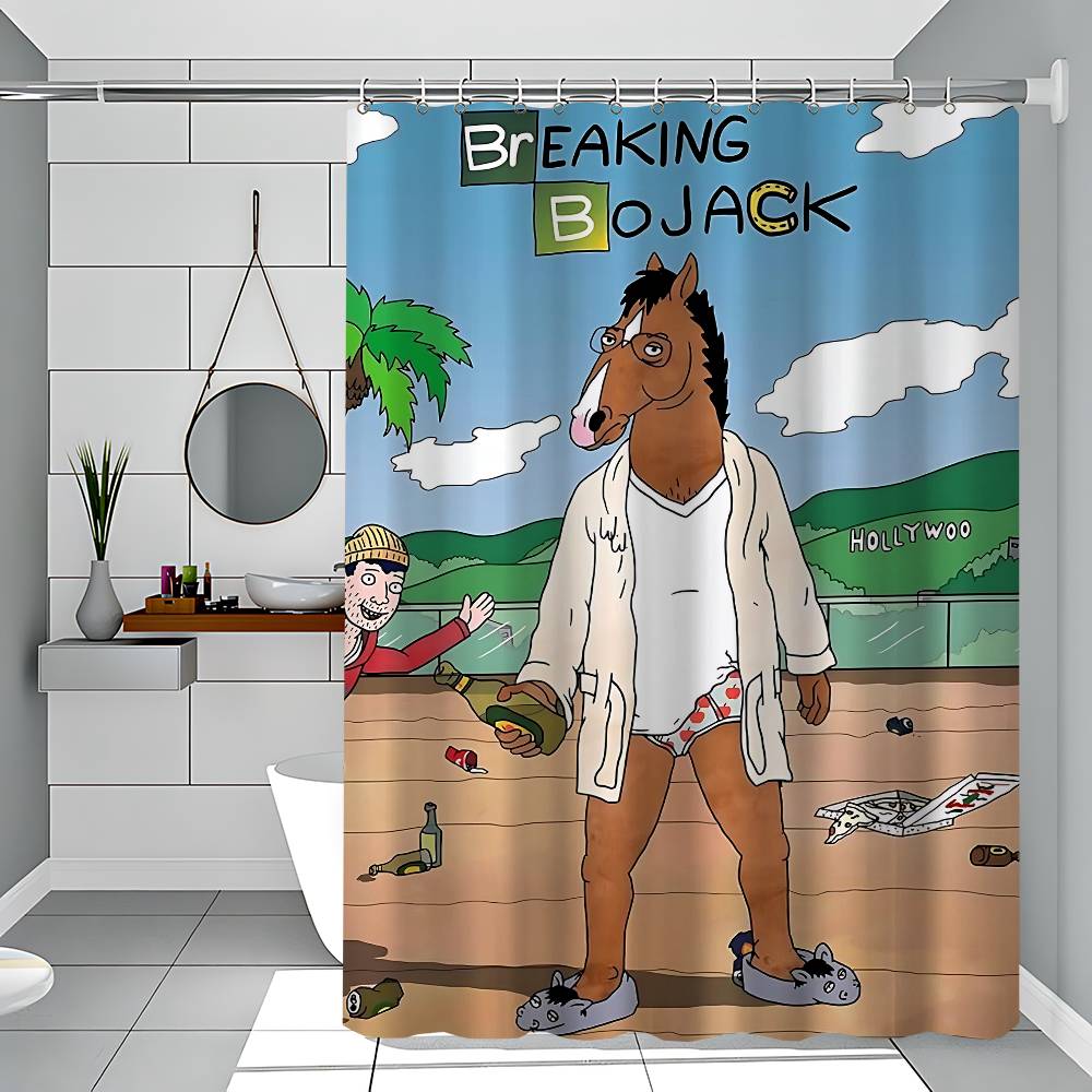 B-BoJack Horseman Art Shower Curtain Summer Beach Bathroom Decorative Shower Curtain, Waterproof