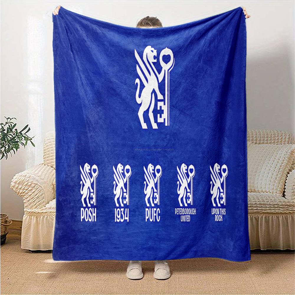 Peterborough Crest Flannel Blanket, Soft Polyester, Modern Design, All-Season for Camping, Travel, Gifts for holidays or birthdays